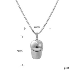 Colgante de acero inoxidable con forma de sombrero para hombre, collar informal estilo punk retro, diseño geométrico con forma de comida, 120107 - Product Image 5