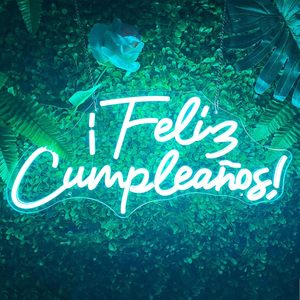Spanish Happy Birthday LED Neon Indoor Hanging Ambient Light Shop <b>Sign</b> Wall Decoration Light Entrance Indicator Light 5V 12V - Product Image 1