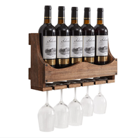 Vente en gros, casier à vin mural, support de verre à vin rustique, support suspendu, contient 5 bouteilles de vin