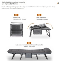 Lit pliant simple au design minimaliste moderne, lit de sieste, lit de camp, chaise de bureau portable, fauteuil inclinable multifonctionnel avec structure en acier