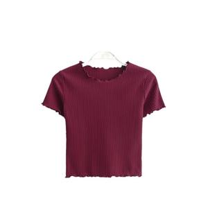 Camiseta de manga corta con cuello redondo y orejas de madera Vintage 2023 nueva camiseta ajustada para mujer, camisetas Retro de verano en 6 colores - Product Image 5