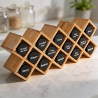 Nouveau design – Organisateur modulaire empilable à 4 niveaux en bambou pour bouteilles et pots à épices, idéal pour comptoir, garde-manger et armoire de cuisine