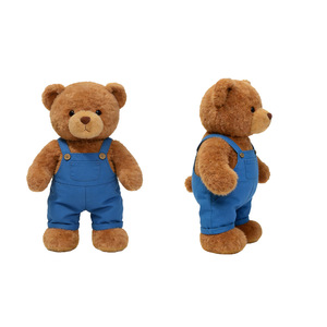 Ours en peluche personnalisé avec pantalon à bretelles bleu, jouet en peluche ours en peluche marron personnalisé - Product Image 2