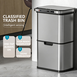 Cubo de Basura Doméstico Inteligente con Sensor, Separación de Residuos Secos y Húmedos, Doble Capa, Gran Capacidad, Acero Inoxidable, Clasificación de Residuos, Modelo 3156 - Product Image 5