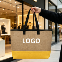 Sacs fourre-tout promotionnels écologiques en toile de jute naturelle pour femmes, grands sacs à bandoulière en toile de jute pour le shopping