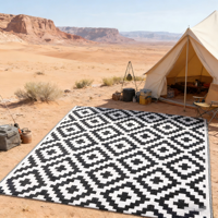 Grand tapis d'extérieur réversible en PP, léger, pour patio, caravane, camping-car, écologique, résistant à la corrosion, anti-bactérien, en PET
