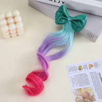 En gros Pinces à cheveux nœud pour enfants, Pinces à cheveux perruque bouclée dégradée, Accessoires capillaires mignons pour filles pour fêtes et spectacles