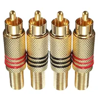 4 Piezas (2 Pares) de Conectores RCA Macho Dorados para Soldar, Adaptador de Cable de Audio y Video, NUEVO para Altavoces de Audio