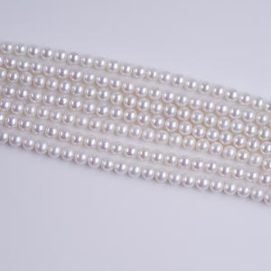 Zhuji Pearl 4-5mm White Natural Freshwater Keshi Pearls Round <b>Bead</b> String for DIY Semi-Finished Necklace <b>Bracelet</b> Material - Product Image 2