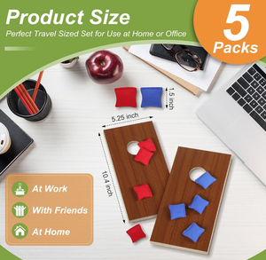 Jeu de Cornhole miniature éducatif en bois, <span class=keywords><strong>rouge</strong></span> et bleu, avec 8 sacs, taille portable 10,4x5,25 pouces, pour <span class=keywords><strong>2</strong></span> joueurs - Product Image 2