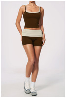 Ensemble 2 pièces pour femmes, débardeur à double bretelle, short taille haute, vêtements de sport pour yoga, gym, fitness