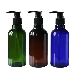 300ML PET yuvarlak şekil şampuan şişesi fabrika popüler yuvarlak silindir dolum PET pompa şişesi losyon şampuan sıvı sabun şişesi