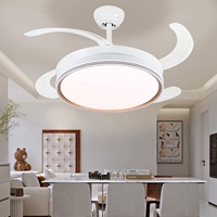 Ventilateur de plafond LED moderne, simple, silencieux, à économie d'énergie, 42 pouces, 6 vitesses, avec variateur d'intensité et moteur DC, télécommande incluse