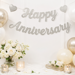 Striscione a Cuore Argentato per <span class=keywords><strong>Anniversario</strong></span>, Insegna in Cartone Resistente da Appendere per Decorazioni Matrimoniali, Logo Personalizzato OEM ODM - Product Image 2