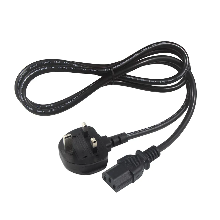 OEM Customized British 3 Prong 3Pin Adapter With IEC 320 C13 Approved Cables Fused Uk Power Cord Plug For Kettle