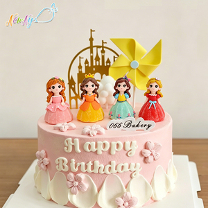 อุปกรณ์ตกแต่งเค้กฮาลาลสำหรับงานปาร์ตี้ ของหวานทำมือ ตัวการ์ตูน 3 มิติ เจ้าหญิง ของตกแต่งหน้าเค้กแบบกินได้ - Product Image 2