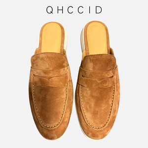 Mocassins en daim confortables et décontractés pour hommes, couleur unie marron, chaussures plates à enfiler, talon bas, pour jeunes - Product Image 3