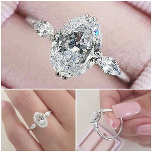 CAOSHI Custom Damen Schmuck Zirkonia Ewigkeit Band Versprechen Oval schliff Diamant 925 versilbert Verlobung Ehering - Product Image 5