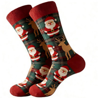 Chaussettes en coton tendance pour hommes, motif jacquard classique de Noël, chaussettes décontractées pour les fêtes d'hiver, idéales pour offrir