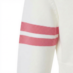 <b>Women's</b> <b>White</b> Pink Thick Anti-Wrinkle Knitted <b>Cardigan</b> V-Neck Full Sleeve Embroidery Preppy Style Acrylic Winter Casual - Product Image 5