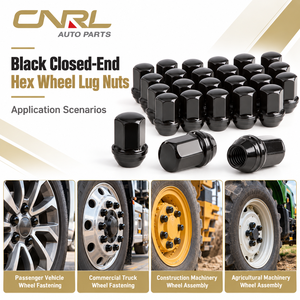 Écrous de roue RuiLi noirs brillants et argentés, hexagonaux, à extrémité fermée, M14x1.5, en acier au carbone, à siège conique, attaches automobiles, vente en gros - Product Image 3