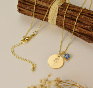 Collana <span class=keywords><strong>con</strong></span> <span class=keywords><strong>nome</strong></span> di incisione personalizzata <span class=keywords><strong>con</strong></span> <span class=keywords><strong>nome</strong></span> e fiore collana di pietra natale per lei - Product Image 3