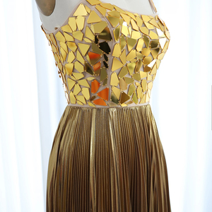 Jancember SZ064 Elegant Golden Square Collar Evening A-line Gowns Dresses - Product Image 5