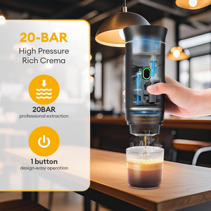 เครื่องชงกาแฟแบบพกพาอเนกประสงค์ 3-in-1 ใช้พลังงานจากแบตเตอรี่ USB สำหรับกาแฟแคปซูลและกาแฟผง แรงดัน 20 บาร์ - Product Image 2