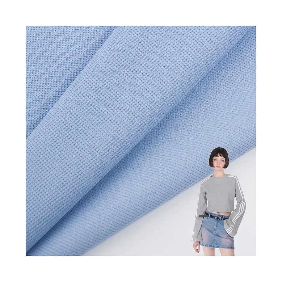 New Product Factory Wholesale Soft Knitted Waffle Fabric Plain Dyed 96% Cotton 4% Spandex Waffle Fabric For T-shirt/