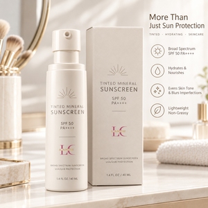 <span class=keywords><strong>Crème</strong></span> <span class=keywords><strong>solaire</strong></span> minérale <span class=keywords><strong>teintée</strong></span> hydratante Lance Private Label SPF 50, protection large spectre UVA UVB pour les soins quotidiens de la peau - Product Image 1