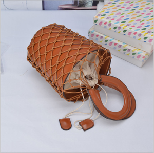 2019 bolsos de cuero de verano Ins bolsa de red de pesca bolsa de red bolsa tejida noche hermana escuela con cubo bolso de mujer - Product Image 2