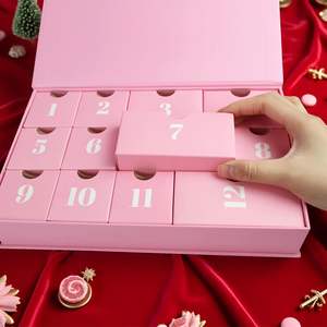 Caja de Regalo de Calendario de <span class=keywords><strong>Adviento</strong></span> Rosa de 12 Compartimentos con Etiquetas Numeradas para Cuenta Regresiva Navideña, Cosméticos, Dulces, Empaque de Primera Calidad - Product Image 3
