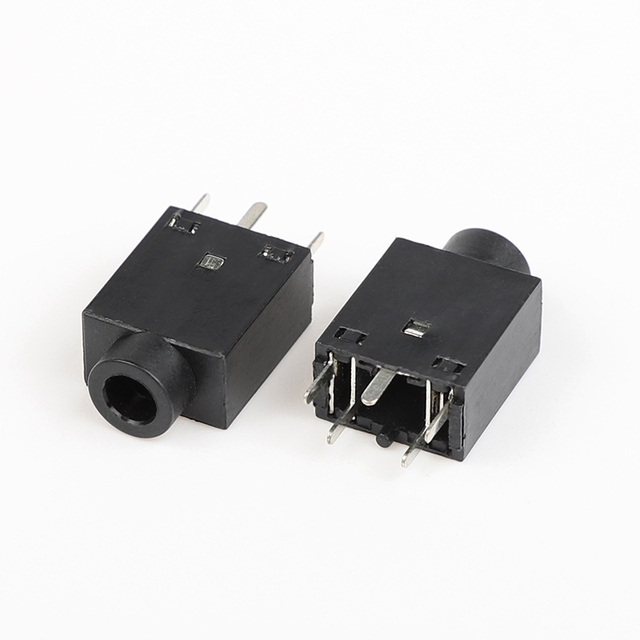 5-Pin Vertical DIP Stereo Jack Audio Earphone Connector 3.5mm Headphone Jack Socket with Stainless Steel & Nylon Housing