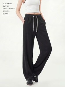 <span class=keywords><strong>Pantaloni</strong></span> Casual da Donna a Vita Alta Modello Banana Primavera 2025, Gamba Larga, Lunghezza al Pavimento, in Poliestere Spandex con Chiusura a Coulisse, per Ragazze Curvy - Product Image 5