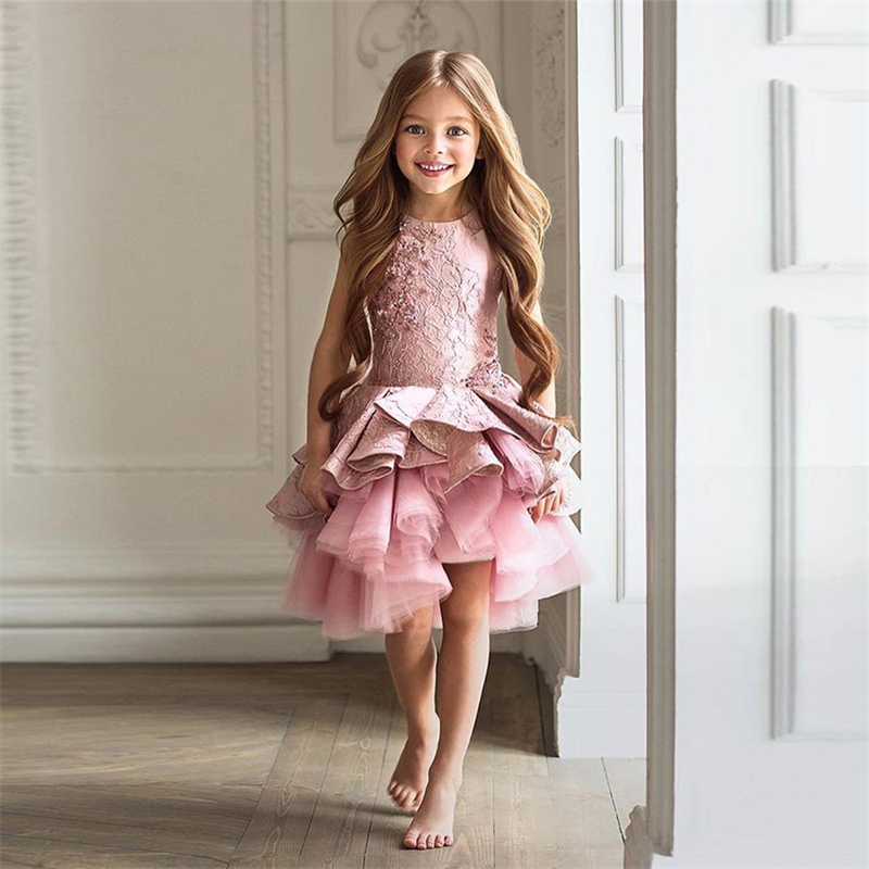 Hot sale kids clothes baby girl emcee full dress flower girls puffy dresses princess girls dress for various party