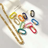 Fermoir mousqueton ovale plaqué or 18 carats avec émail et zircon pavé, à visser, pour la fabrication de colliers et bracelets - Vente en gros
