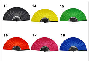 Ventilador de mano plegable de bambú en blanco ecológico de 33cm con decoración pintada para regalos de negocios o recuerdos en stock. - Product Image 3