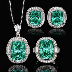 Fashion Eco-friendly Copper Wholesale Jewelry <b>Set</b> 12*16-10*12mm Paraiba Green Cubic Zirconia Bird Nest Trendy Bulk Sale <b>Set</b> - Product Image 3