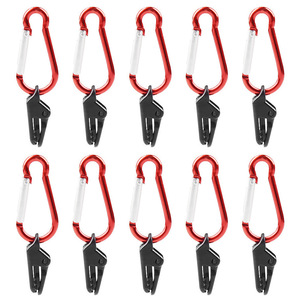 D Shape Plastic <b>Tent</b> Clip With <b>Red</b> Carabiner For Camping Awning Sunshade Waterproof Fabric Fixing - Product Image 3