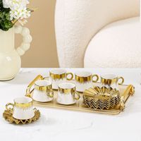 Karosa Luxe 90ml Thé Café Service Classique Royal Après-midi Britannique Golden Bone Chine Écologique Céramique Design Tasses Soucoupes