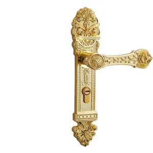 Golden European style door lock interior bedroom door solid handle mute wooden door handle lock