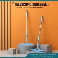 Grattoir à vitres télescopique réglable en acier inoxydable, outil de nettoyage de fenêtres à longue portée, essuyage sans traces
