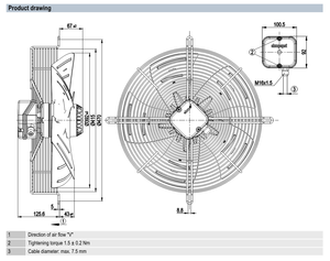 พัดลมระบายอากาศแบบแกน AC ขนาด 400 มม. รุ่น S4E400-AP02-44 ยี่ห้อ ebm-papst สำหรับระบบ HVAC - Product Image 4