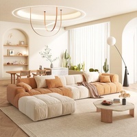 Canapé d'angle en tissu technique moderne et simple, couleur crème, avec chaise longue, idéal pour petits salons, multifonctionnel