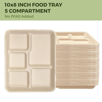 Restaurant. Plateau jetable multi-compartiments en bagasse de canne à sucre, compostable, biodégradable, pour plats à emporter et livraison