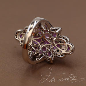 Bague en alliage incrustée d'améthyste et de spinelle noire de la série Counterattack, bijoux vintage pour anniversaire - Product Image 3