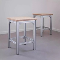 Mesa de Conferencia de Madera de Abedul con Marco de Aluminio, Escritorio de Negociación Minimalista para Oficina, Ergonómico, Duradero y Fácil de Montar