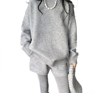 Suéter Holgado de Manga Larga Estilo Casual para Mujer, Otoño Invierno, Color Sólido Personalizable, Suéter de Punto Informal para Mujer - Product Image 2