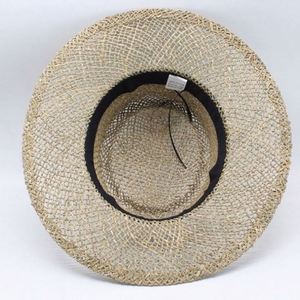 Chapeau de soleil de plage en paille naturelle à large bord, style canotier concave, couronne de 12 cm, imprimé sérigraphié, vente en gros - Product Image 4
