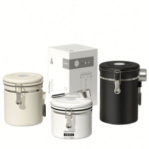 Recipiente hermético personalizado para granos de café, acero inoxidable 304 con válvula de desgasificación y cuchara para un almacenamiento fresco - Product Image 1